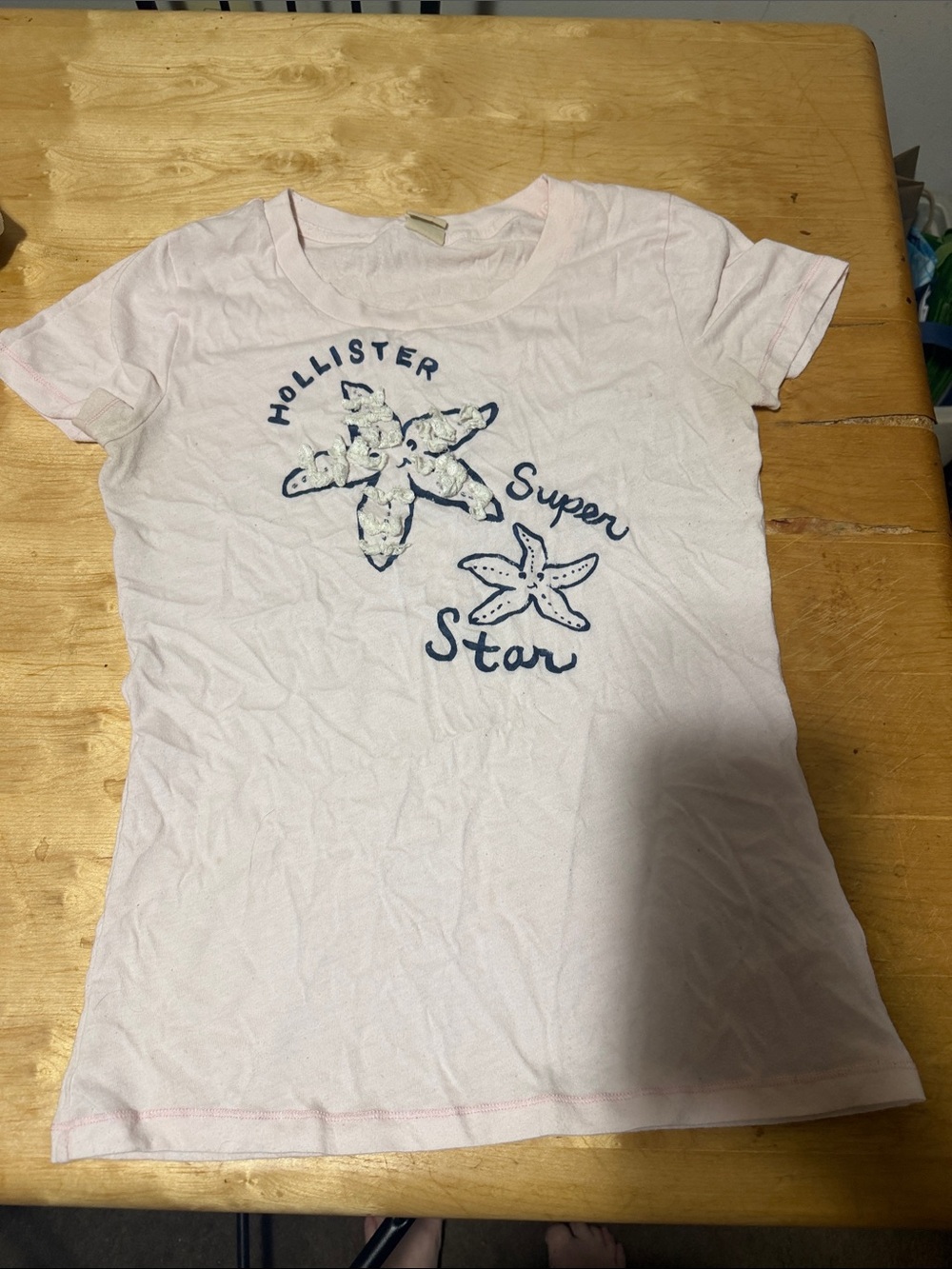 Hollister Pink Short Sleeve Tee with Navy Starfish Graphic